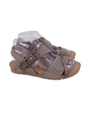 Earth Shoes Linden Laguna Sandal in Grey Suede Leather Women's Size 6.5W Wide